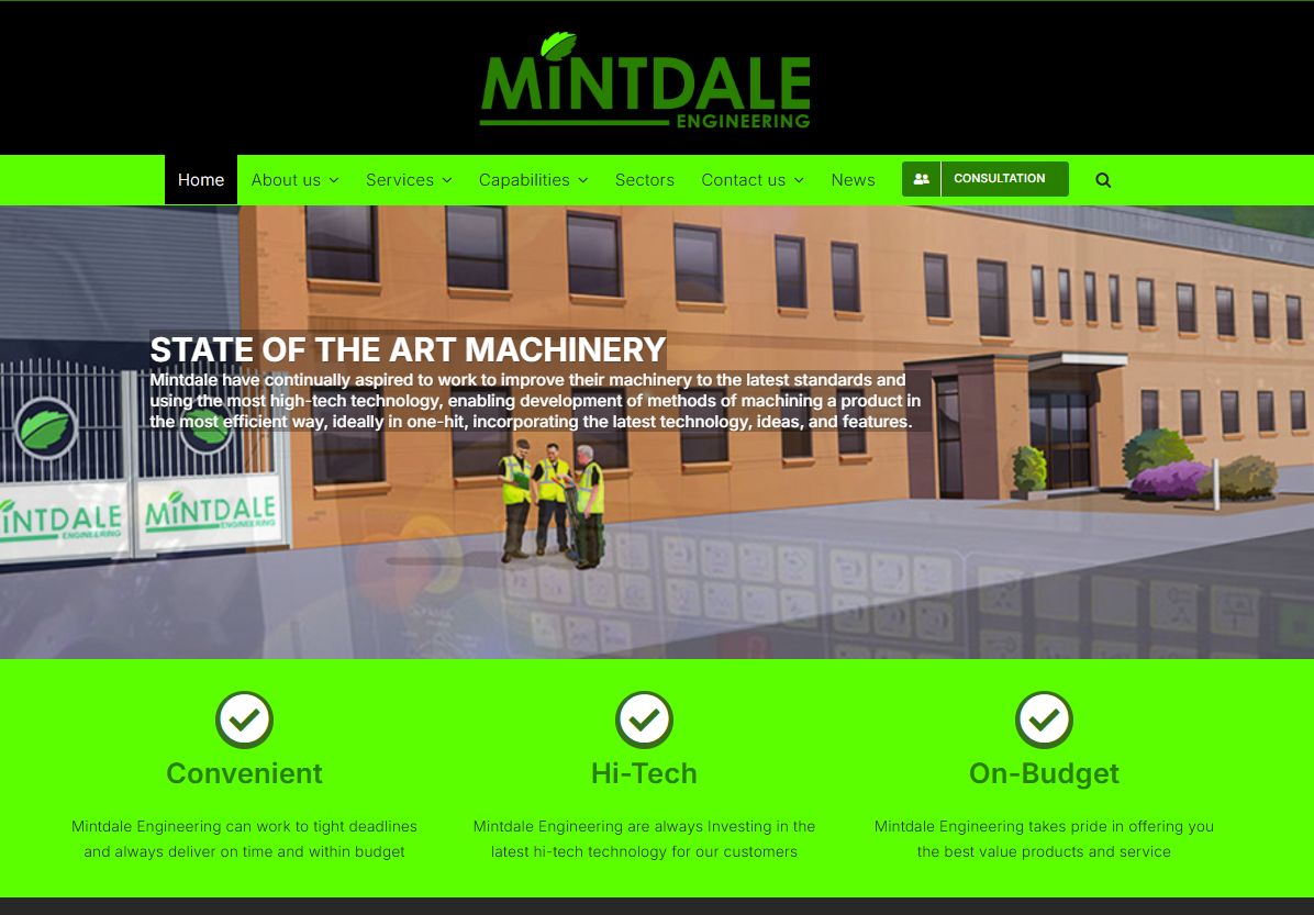 Mintdale Website home page
